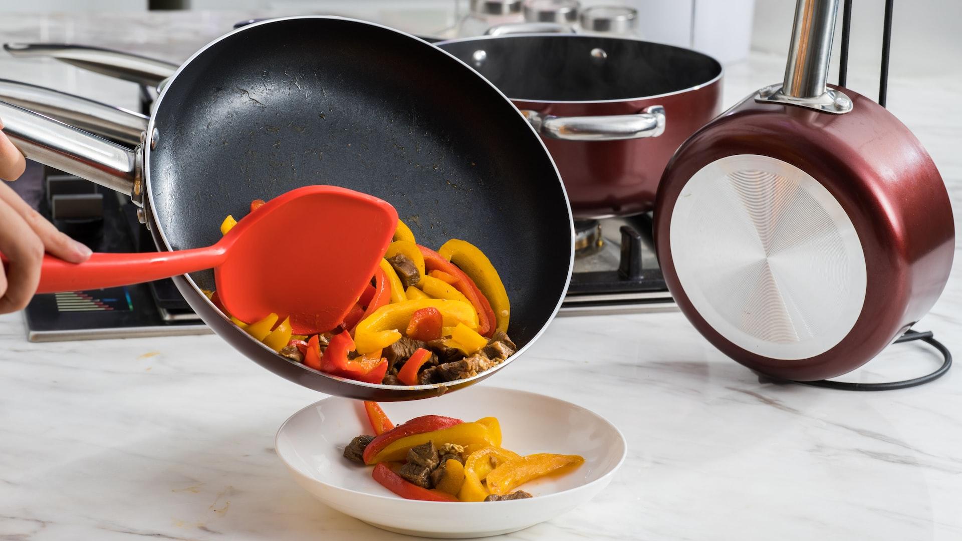 sliced fruit on black frying pan